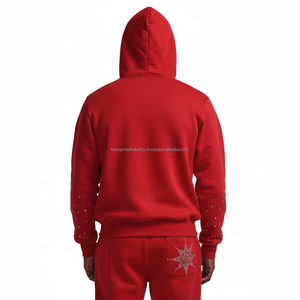 Survêtement unisexe à strass, coupe oversize, à capuche, personnalisable, vente en gros OEM - Product Image 2