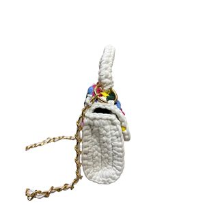 Bolso Bandolera Mini de Ganchillo Hecho a Mano Multicolor - Bolso de Moda de Algodón de 8 Pulgadas con Cierre de Broche y Borla - Product Image 2