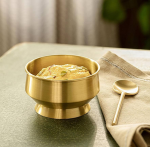 Bol à glace en laiton avec cuillère, plat à dessert, style glamour, bol de service pour fête, bol artisanal martelé de style royal - Product Image 4
