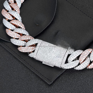 Collar de Hip Hop Personalizado de Alta Calidad para Hombre, Estilo Miami, Oro Rosa y Blanco, Moissanita VVS, Cadena de Plata Esterlina, Engaste de Bisel Amarillo - Product Image 2