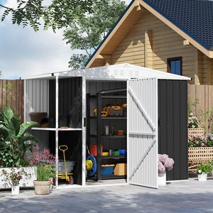 Casetta da Giardino in Metallo Grigio Scuro 4x8 Piedi con Prese d'Aria e Porta Lucchettabile per Patio e Giardino - Product Image 2