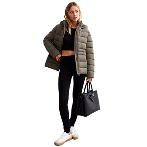 Blouson bomber matelassé brillant pour femme, coupe ajustée, doublure polaire, col amovible, 100 % polyester, personnalisable avec logo, idéal pour l'hiver - Product Image 3