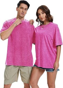 T-shirts vintage surdimensionnés pour hommes à manches courtes, en jersey uni, délavé à l'acide, 100 % coton, écologiques, col rond, 260 g, respirants - Product Image 2