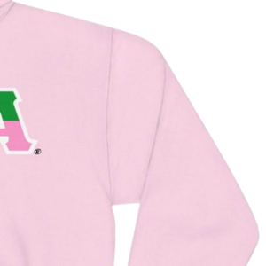 Sudadera con Capucha de Dos Tonos con Letras AKA, Sudadera de Felpa Premium, Ropa Personalizada para Hermandades Griegas, Color Rosa Claro y Verde para Mujer - Product Image 2
