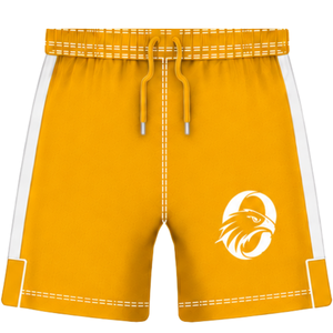 Golden <b>Yellow</b> White Rugby <b>Shorts</b> Elastic Waist Drawstring Athletic Performance Training Match Team Sportswear Lightweight Rugby - Product Image 1