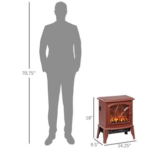 Caminetto Elettrico da 1500W con Fiamme Realistiche, Protezione da Surriscaldamento Integrata, Inserti per Stufa - Product Image 3