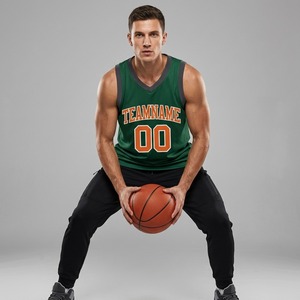 Camiseta de Baloncesto Verde Personalizada para Hombre, Cuello en V, Sin Mangas, Impresión Sublimada, Nombre del Equipo 00, Malla Transpirable, Ajuste Atlético, Todas las Temporadas - Product Image 3