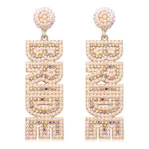 Pendientes de Aro Plateados de Lujo Ligero, de Moda, con Bordado Artesanal y Cuentas de Semillas, Ideales para Regalo de Bodas y Novias, de Gran Venta - Product Image 1