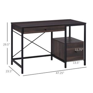 Modern Walnut Brown Solid Wood Computer <b>Desk</b> with <b>Drawer</b> Simple Design Office Writing Table for Home Use MDF Material - Product Image 2