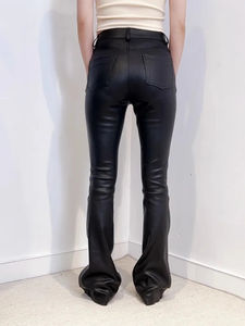 Pantalones de Piel de Oveja Elástica para Mujer, Diseño Italiano, Ajustados, de Cintura Alta, Largos, para Oficina, Trabajo, Estilo Flare - Product Image 2