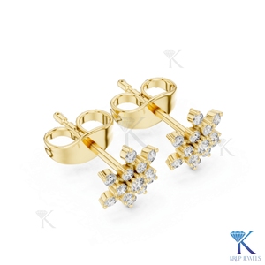 Lab Grown Diamond Snowflake <b>Stud</b> Earrings 13 Stone Cluster 14K 18K Solid Gold Fine Women Jewelry Bridal Anniversary Gift - Product Image 5