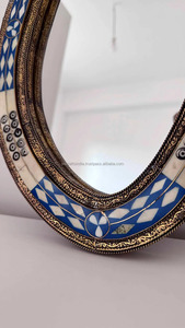 Bone Inlay Wall <b>Mirror</b> <b>Frame</b> with Intricate Hand Carved Design, Artisan Made Decorative Wall <b>Mirror</b> Interior Decoration - Product Image 6