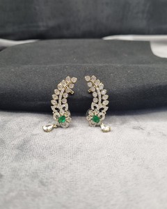 Pendientes de Oreja con Forma de Hoja y Flor, Adornados con Piedras Ovaladas, para Mujer, Chapados en Oro Antiguo, Joyería de Moda, Estilo Étnico - Product Image 2