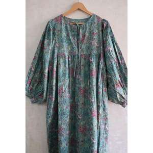 Vestido de Verano Boho de Algodón con Estampado a Mano para Mujer, Tela Natural Ligera, Transpirable y Lavable, Vestido Informal para el Día a Día - Product Image 2