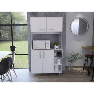 Armadio dispensa Bayshore bianco a 3 ripiani per l'organizzazione della cucina - Product Image 1