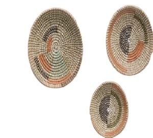 Handwoven Eco-friendly Art Deco Wall Decorative <b>Baskets</b> Nature-Themed Colored Bamboo Woven Seagrass Wall Hanging for Kids Room - Product Image 1