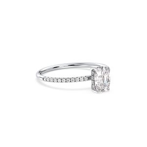 Bague de fiançailles REYES exquise avec diamant de laboratoire HPHT CVD taille coussin de 1,17 carat et pierres latérales, en or massif 14K plaqué rhodium - Product Image 3
