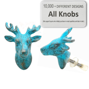 Poignée de meuble en fonte de fer turquoise en forme de tête de renne, durable, moderne, facile à installer, pour la maison et le bureau - Product Image 4