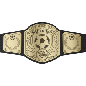 Football Champion Title Belt with Gold Emblem, Soccer & Football Designs Premium Quality Customizable Leather Belt - Product Image 1