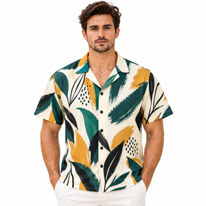 Camisa Hawaiana de Manga Corta para Hombre, con Cuello Abotonado, de Poliéster Satinado de Secado Rápido, con Estampado por Sublimación y Diseño de Logotipo Personalizado - Product Image 1