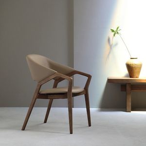 Silla de Comedor Moderna Tapizada en Madera Maciza, Silla de Brazos Contemporánea de Lujo para Muebles de Hotel, Restaurante y Cafetería - Product Image 2