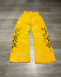 2024 personnalisé 100% coton Streetwear survêtement pantalon lavage à l'acide homme Style soleil délavé strass pantalons de survêtement Style décontracté - Product Image 3