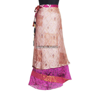 Ethnic 2 Layer Reversible Magic Silk Sari <b>Wrap</b> Long <b>Skirt</b> <b>Skirts</b> 100 Ways to Wear Magic <b>Wrap</b> <b>Skirt</b> Vintage India Silk 38" Cover - Product Image 6