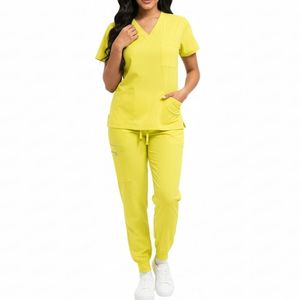 Ensemble de tenues professionnelles médicales de haute qualité pour infirmières, uniforme d'hôpital à col montant pour le personnel féminin, blouses respirantes personnalisables - Product Image 6