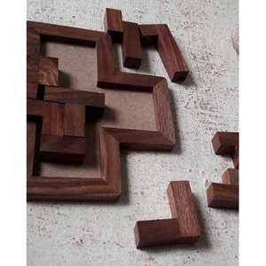 Handcrafted Cross Shaped Wooden Sliding <b>Puzzle</b> Board Game With Checkered Tiles Unique Brain Teaser <b>Puzzle</b> For Fun And Strategy - Product Image 6