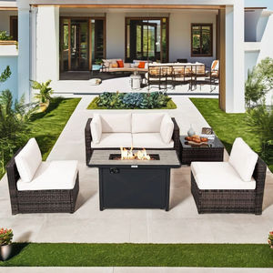 Offrez-vous un ensemble de meubles en osier moderne et élégant pour une détente extérieure confortable et luxueuse sur votre terrasse - Product Image 1