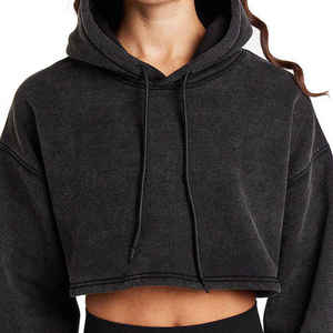 Nouveau design – Sweat à capuche court oversize pour femme avec logo personnalisé – Pull tendance streetwear - Product Image 3