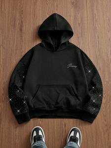 Sweat à capuche oversize pour homme avec strass, style streetwear, idéal pour la gym, pull épais, essentiel de la mode hivernale moderne - Product Image 5