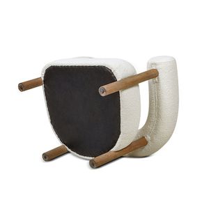 Poltrona Moderna Stile Mid-Century Fuji 37 Pollici con Braccioli a Cilindro in Bouclé Bianco Avorio per Soggiorno - Product Image 3