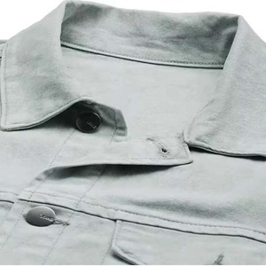 Chaqueta de Mezclilla Gris Claro para Hombre, Cuello Camisero, Cierre de Botón, Corte Regular, Chaqueta de Algodón Tejido para Otoño - Product Image 5