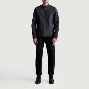 Chaqueta de Cuero Genuino Negro Estilo Biker, Personalizada OEM, para Hombre, Disponible a Precios de Mayoreo, Estilos Elegantes 2026 - Product Image 1