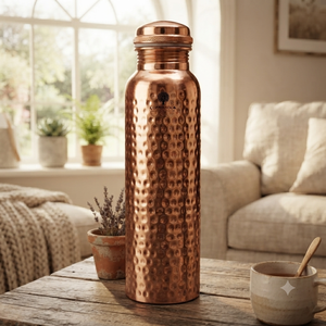 Botella de cobre artesanal clásica portátil de exportación india internacional. (Cobre puro certificado) - Product Image 1