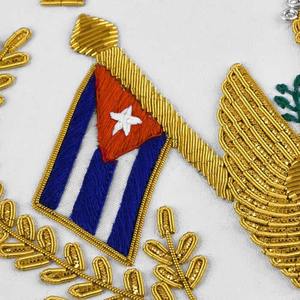 Delantal Masónico Bordado Personalizado con Borde Rojo, Centro Blanco, Símbolo de Estrella de David y Cruz, Forma Cuadrada, Insignia Cosida, Tela para Regalia - Product Image 5