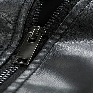 Chaqueta de Cuero de Invierno de Alta Calidad, Chaqueta de Cuero Lavada a Prueba de Viento con Cremallera, Estilo Urbano para Hombre, Unisex - Product Image 4