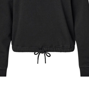 Women's Black Crew Neck <b>Sweatshirt</b> 100% Cotton Knitted Regular Length Solid Color Breathable Windproof Embroidery <b>Tie</b> <b>Dye</b> - Product Image 6