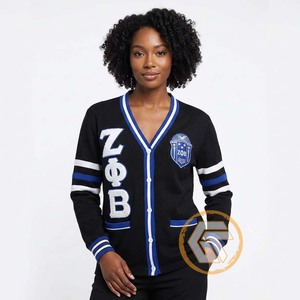 Tresors grecs : Pull tricoté en laine brodé personnalisé Zeta Phi Beta pour femme, à séchage rapide, col boutonné, idéal pour l'hiver – Meilleures ventes à prix réduit - Product Image 2