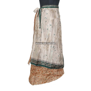 Nueva Falda de Seda Estampada a Mano en Color Café, Estilo Rajasthani, para Mujer, Falda de Seda Artística India, Falda Reversible Mágica - Product Image 1