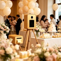 Photomaton rétro en bois de qualité supérieure avec imprimante instantanée, installation facile pour les mariages en plein air, les jardins et les fêtes