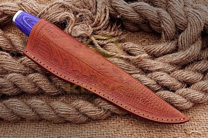 Couteau Puukko artisanal en bois bleu, lame fixe en acier inoxydable, chasse scandinave, camping, bushcraft, survie en plein air, bricolage, OEM - Product Image 6