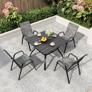 Sedie Ergonomiche da Esterno per Patio con Seduta Larga in Tessuto Teslin, Capacità di Carico 350 Libbre, Telaio in Metallo Impermeabile e Antiruggine - Product Image 6