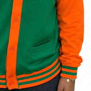 Custom FAMU university college <b>Women's</b> Green <b>Orange</b> Knitted Varsity <b>Cardigan</b> Long Sleeve V-Neck Embroidered custom logo - Product Image 4