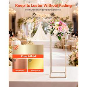 10 pièces, support à fleurs en colonne dorée de 31,5 pouces, rectangulaire, cubique, présentoir floral, décoration de mariage, centre de table de mariage, décorations de table - Product Image 4