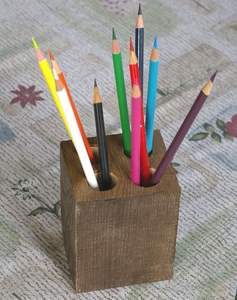 Porte-stylos en bois fait main, cadeau de papeterie, rangement pour stylos de bureau - Product Image 6