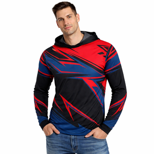 Camisa de Pesca con Capucha para Hombre, Manga Larga, UPF 50, 100% Poliéster, Transpirable, Secado Rápido, Impresión Personalizada, Venta al Por Mayor, OEM, ODM - Product Image 1