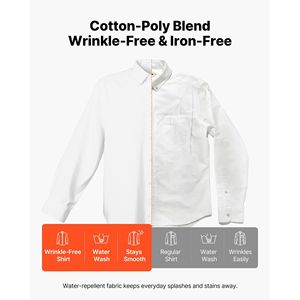 Camicia da Uomo Slim Fit a Maniche Lunghe con Bottoni, Tessuto Morbido Elasticizzato Antipiega, Stile Business Casual - Product Image 4