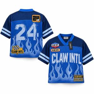 CLAW INTL Unisex Sublimated Soccer Jersey Blue <b>Mesh</b> <b>Short</b> Sleeve V-neck Moisture Wicking Anti-shrink Adjustable Strap Regular - Product Image 6